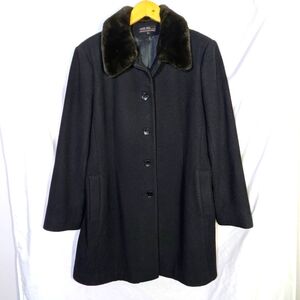 Women's Jason Kole Winter Coat, Faux‎ Fur Collar, 3/4 Length, Wool, Warm, Sz L